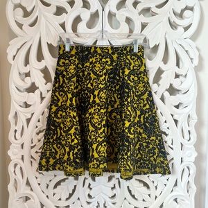Anthropologie Yellow & Black Jacquard Mini Skirt